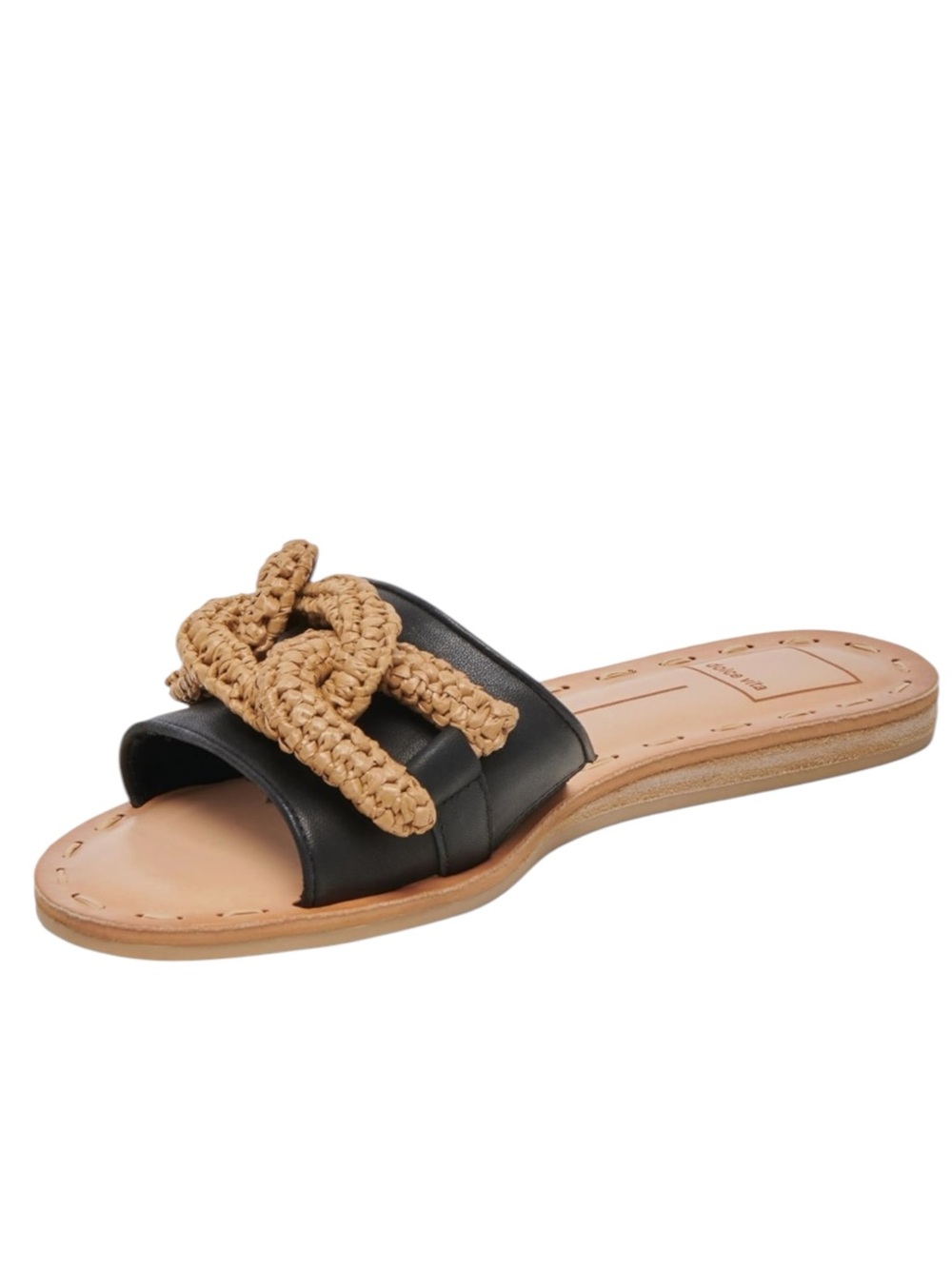 DOLCE VITA Desa Braided Chain Slide Sandals - Black and Tan Size 9.5 — Worn 1X - Picture 6 of 14